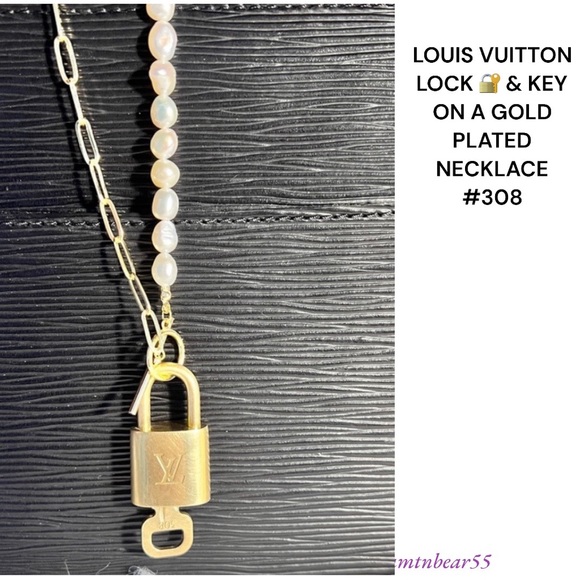 LOUIS VUITTON LOCK & KEY 🔐 ON A GOLD PLATED CHAIN LOCK #308 working key - Picture 7 of 11
